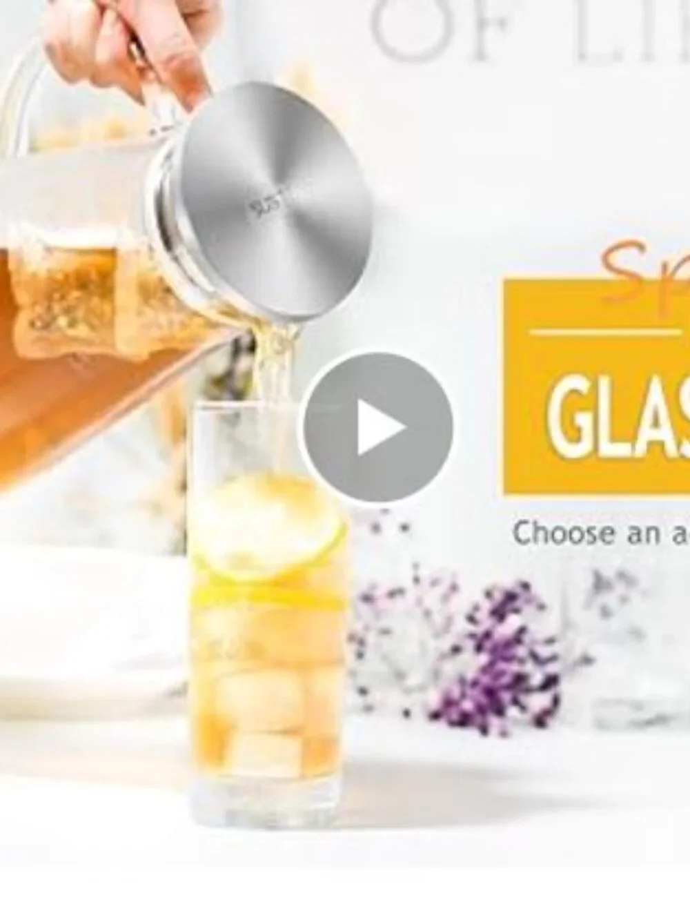 Glass Pitcher with Lid, Easy Clean Heat Resistant Glass Water Carafe with Handle